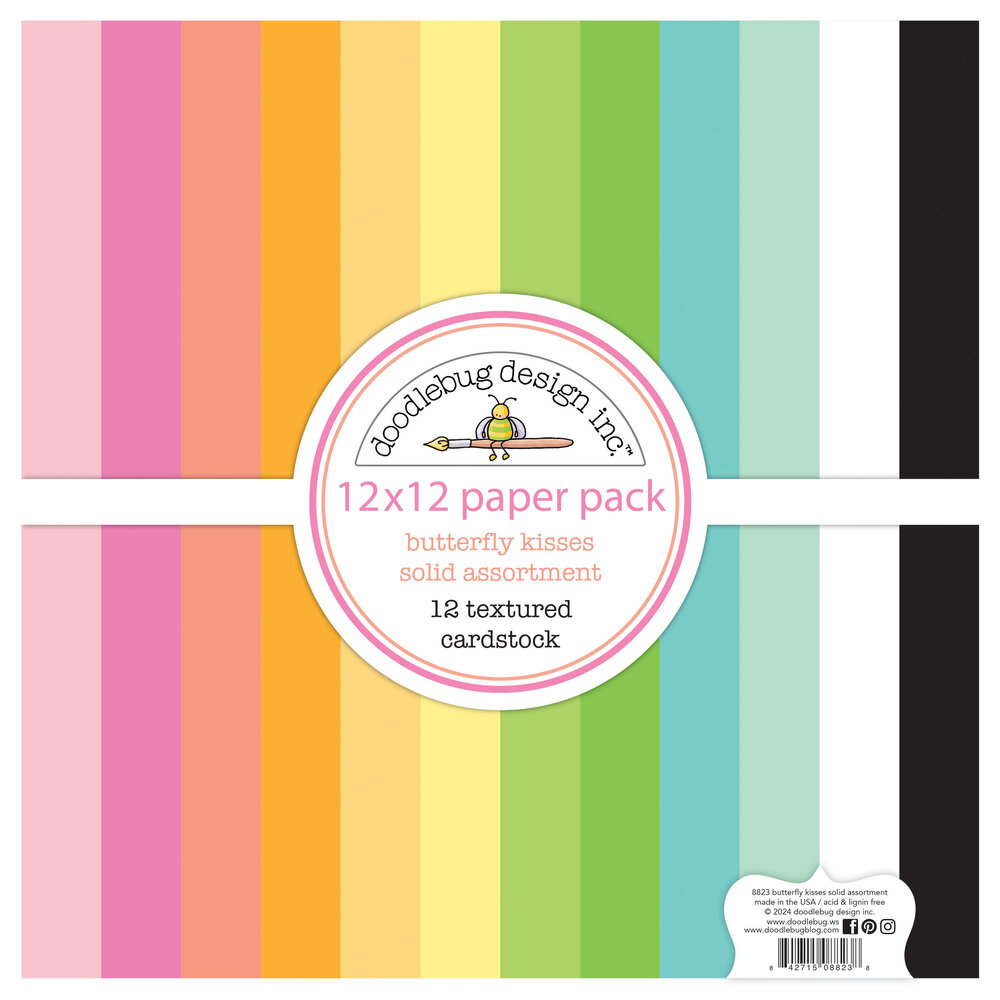 Doodlebug Design Butterfly Kisses 12x12 Inch Textured Cardstock Assortment Pack (8823) Doodlebug Design Butterfly Kisses 12x12 Inch Textured Cardstock Assortment Pack (8823)