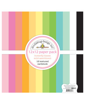 Doodlebug Design Butterfly Kisses 12x12 Inch Textured Cardstock Assortment Pack (8823)
