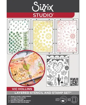 Sizzix Studio Clear Stamps w/Stencils by Vic Hollins Western (22+3pcs) (666854) Sizzix Studio Clear Stamps w/Stencils by Vic Hollins Western (22+3pcs) (666854)