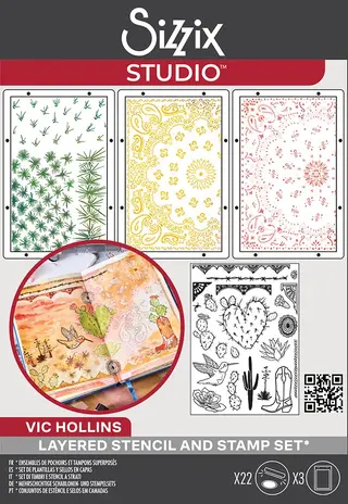 Sizzix Studio Clear Stamps w/Stencils by Vic Hollins Western (22+3pcs) (666854) Sizzix Studio Clear Stamps w/Stencils by Vic Hollins Western (22+3pcs) (666854)
