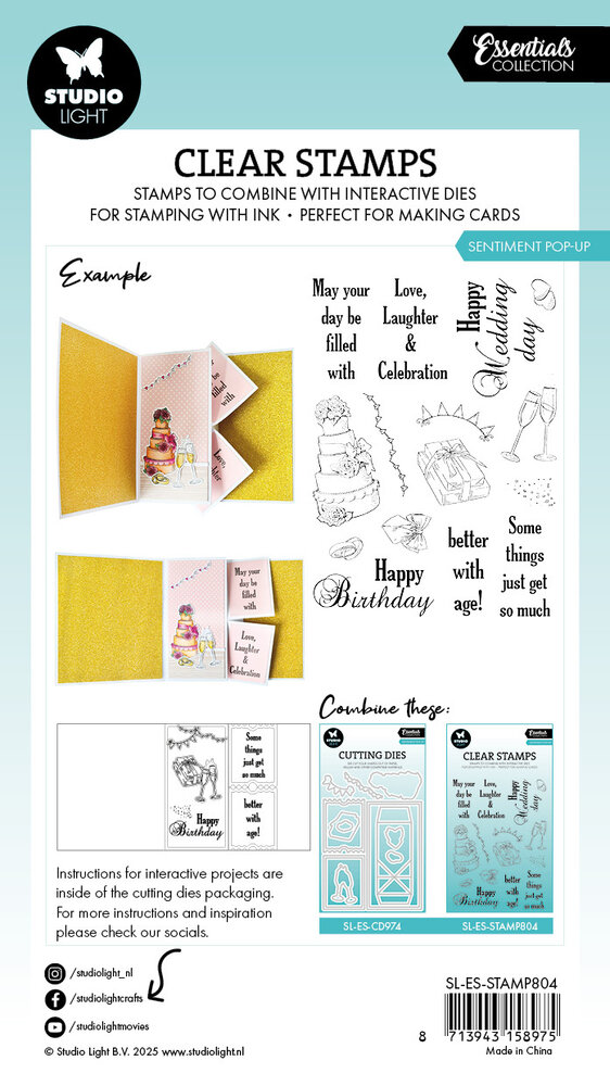 Studio Light Sentiment Pop-Up Essentials Clear Stamp (SL-ES-STAMP804) (DISCONTINUED)