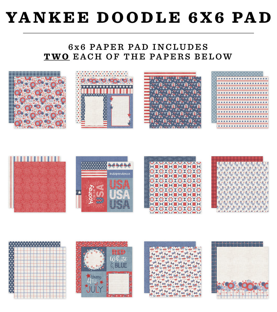 Echo Park Yankee Doodle 6x6 Paper Pad (YD435023) Echo Park Yankee Doodle 6x6 Paper Pad (YD435023)