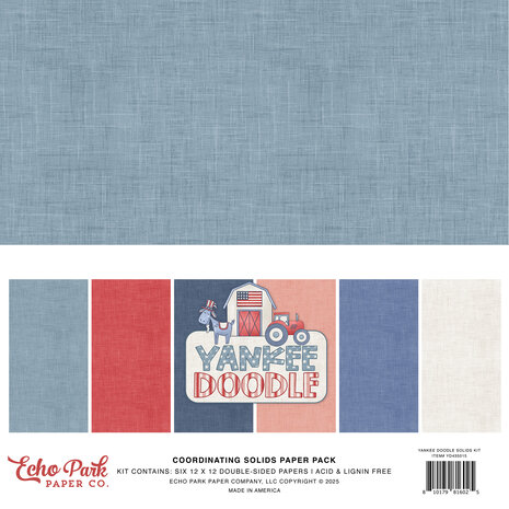 Echo Park Yankee Doodle 12x12 Inch Coordinating Solids Paper Pad (YD435015) Echo Park Yankee Doodle 12x12 Inch Coordinating Solids Paper Pad (YD435015)
