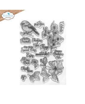 Elizabeth Craft Designs Spring Blossom Stamps Floral Branches & Sentiments (CS405)