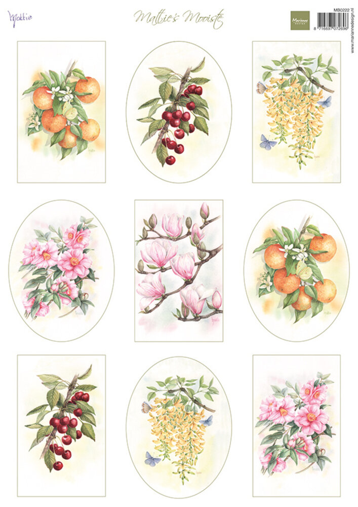 Marianne Design Decoupage Sheet A4 Mattie's Mooiste Fruit & Flowers (MB0222) (DISCONTINUED) Marianne Design Decoupage Sheet A4 Mattie's Mooiste Fruit & Flowers (MB0222) (DISCONTINUED)