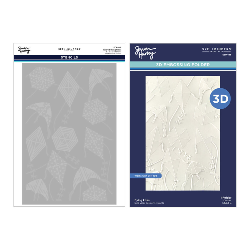 Spellbinders Flying Kites 3D Embossing Folder & Stencil Bundle (BD-0958) Spellbinders Flying Kites 3D Embossing Folder & Stencil Bundle (BD-0958)