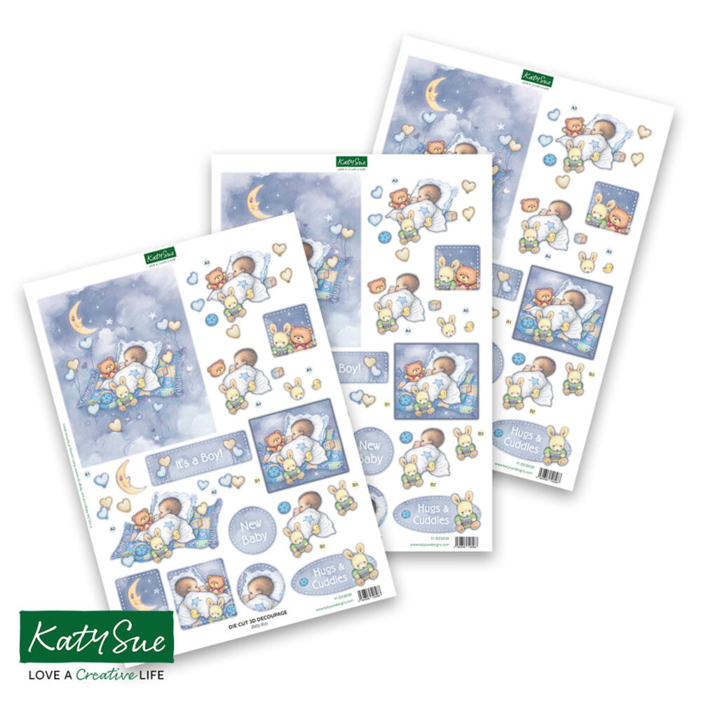 Katy Sue Designs Baby Boy with Moon 3D Die-Cut Decoupage (3pcs) (11-DCD535)