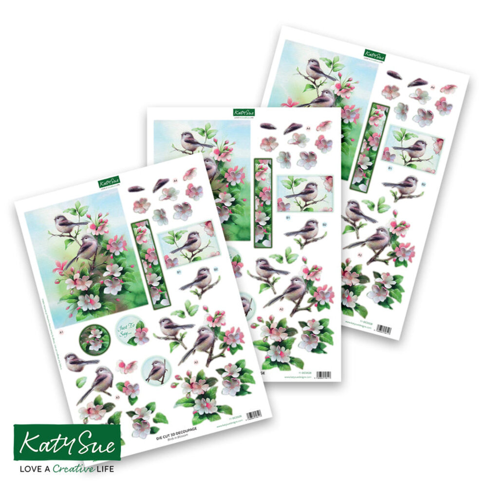 Katy Sue Designs Birds in Blossom 3D Die-Cut Decoupage (3pcs) (11-DCD528)