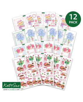 Katy Sue Designs Birthday Cake and Flowers 3D Die-Cut Decoupage (12pcs) (11-DCDBCF12)