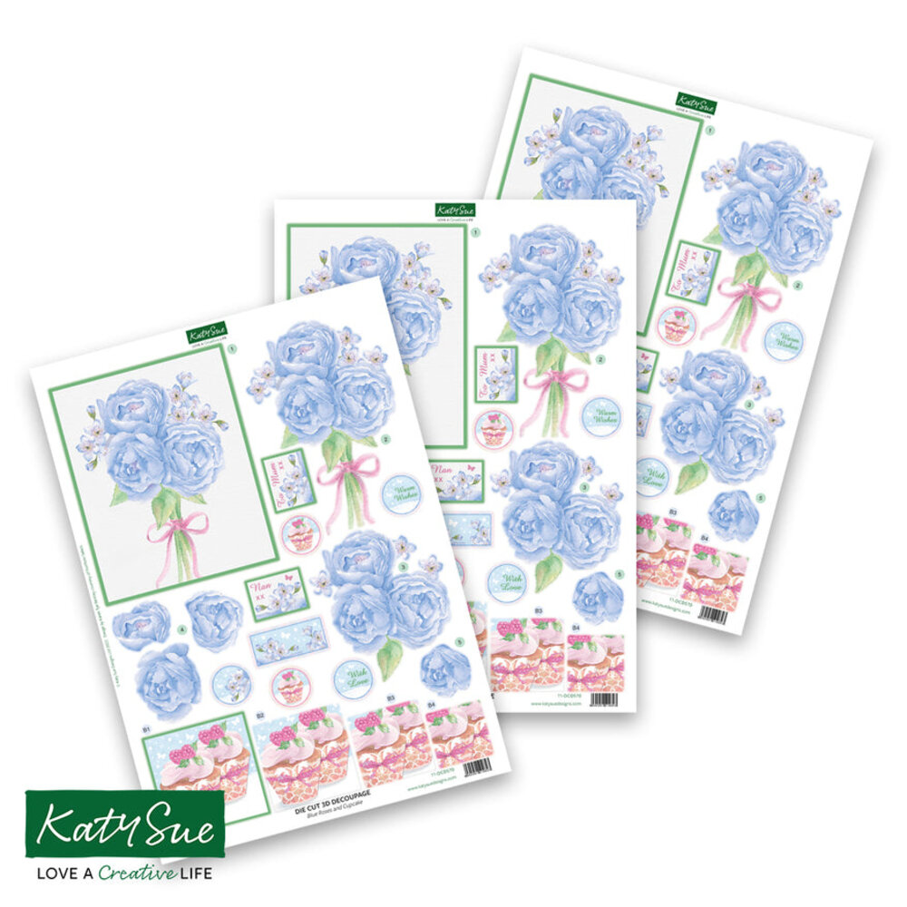 Katy Sue Designs Birthday Cake and Flowers 3D Die-Cut Decoupage (12pcs) (11-DCDBCF12)
