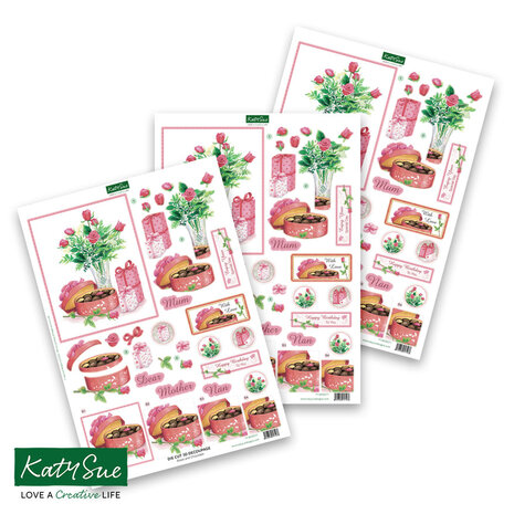 Katy Sue Designs Birthday Cake and Flowers 3D Die-Cut Decoupage (12pcs) (11-DCDBCF12)
