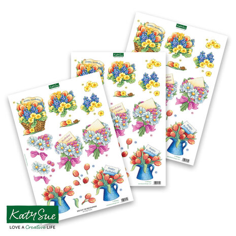 Katy Sue Designs Birthday Flower 3D Die-Cut Decoupage (3pcs) (11-DCD500)
