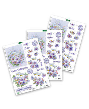 Katy Sue Designs Champagne and Violets 3D Die-Cut Decoupage (3pcs) (11-DCD609)