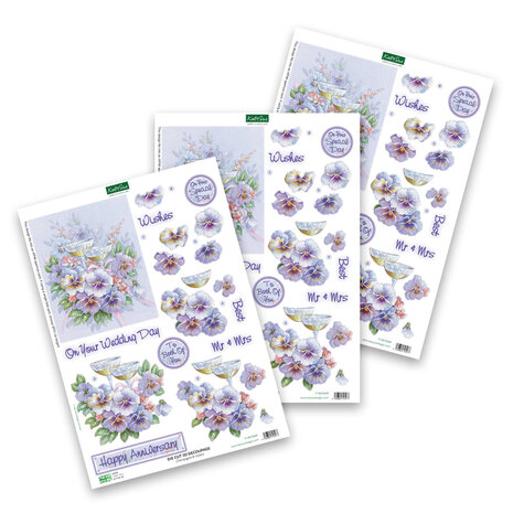 Katy Sue Designs Champagne and Violets 3D Die-Cut Decoupage (3pcs) (11-DCD609)