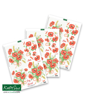 Katy Sue Designs Corn Poppies 3D Die-Cut Decoupage (3pcs) (11-DCD667)