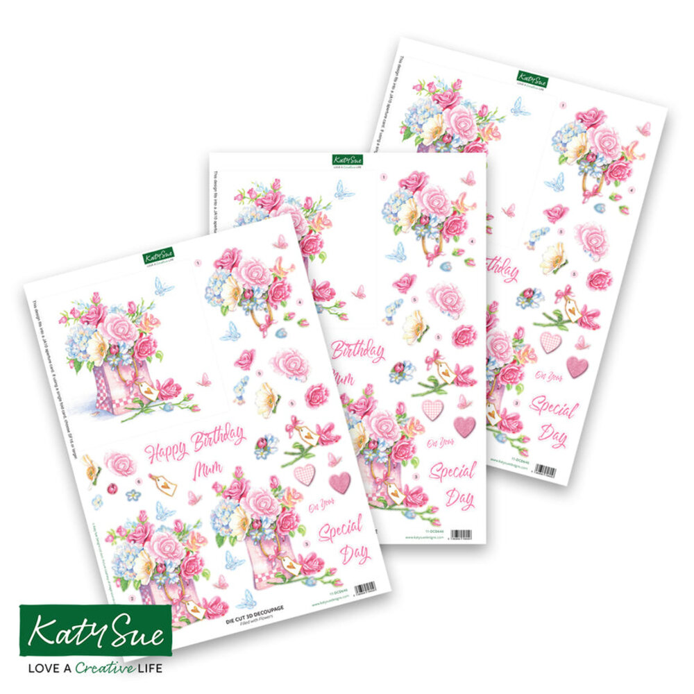 Katy Sue Designs Filled with Flowers 3D Die-Cut Decoupage (3pcs) (11-DCD646)
