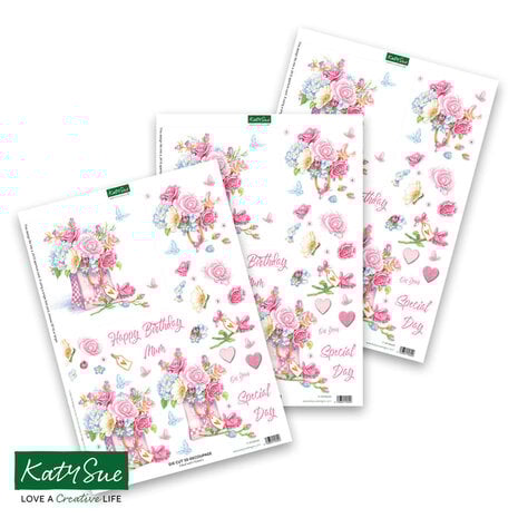 Katy Sue Designs Filled with Flowers 3D Die-Cut Decoupage (3pcs) (11-DCD646)