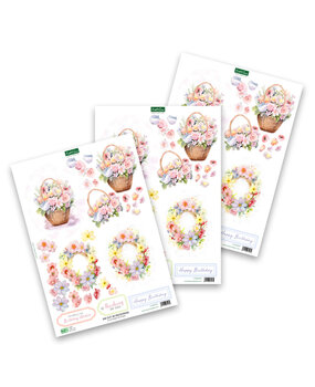 Katy Sue Designs Floral Basket & Wreath 3D Die-Cut Decoupage (3pcs) (11-DCD707)