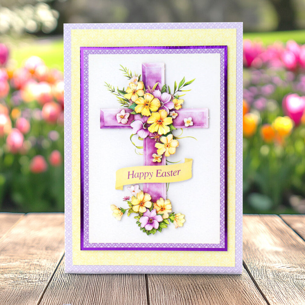 Katy Sue Designs Lilac Floral Cross 3D Die-Cut Decoupage (3pcs) (11-DCD724)