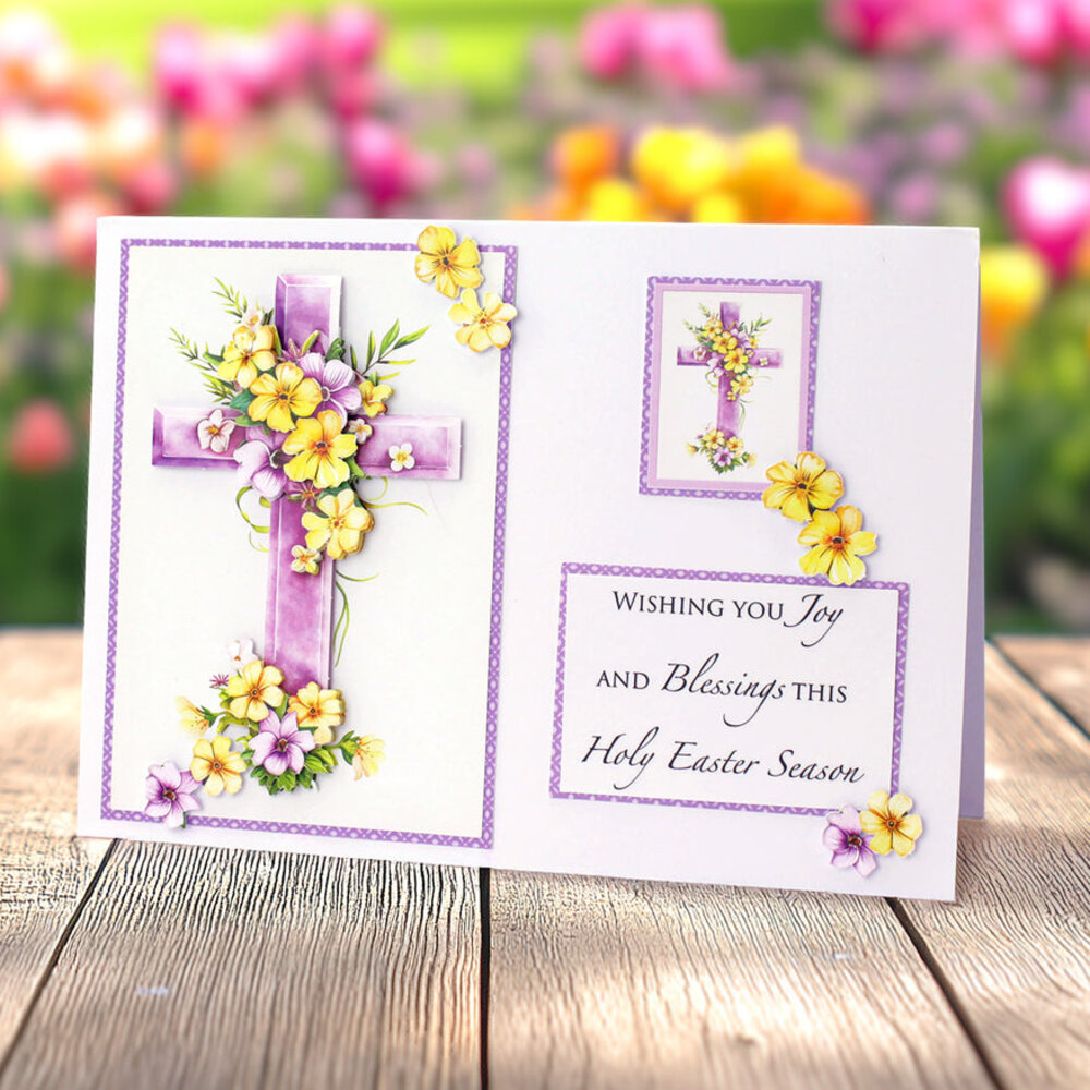 Katy Sue Designs Lilac Floral Cross 3D Die-Cut Decoupage (3pcs) (11-DCD724)