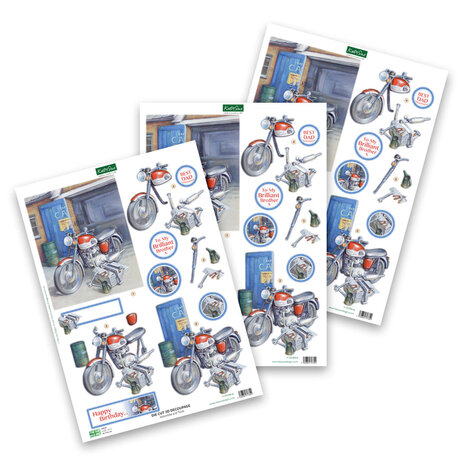 Katy Sue Designs Motorbike & Tools 3D Die-Cut Decoupage (3pcs) (11-DCD619)