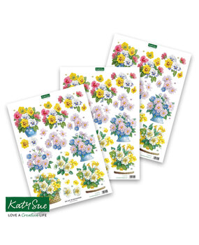 Katy Sue Designs Pots of Flowers 3D Die-Cut Decoupage (3pcs) (11-DCD505)