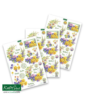 Katy Sue Designs Spring Flowers 3D Die-Cut Decoupage (3pcs) (11-DCD610)