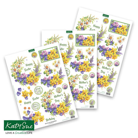 Katy Sue Designs Spring Flowers 3D Die-Cut Decoupage (3pcs) (11-DCD610)