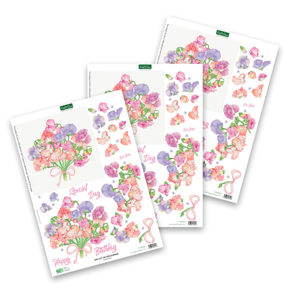 Katy Sue Designs Sweet Peas 3D Die-Cut Decoupage (3pcs) (11-DCD666)