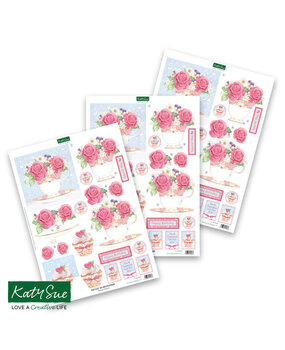 Katy Sue Designs Teacups, Flowers and Cake 3D Die-Cut Decoupage (3pcs) (11-DCD569)