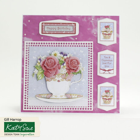 Katy Sue Designs Teacups, Flowers and Cake 3D Die-Cut Decoupage (3pcs) (11-DCD569)