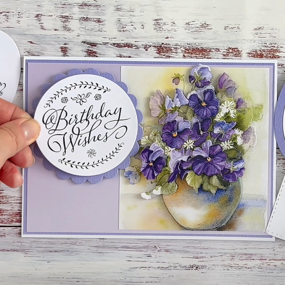 Katy Sue Designs Vases of Pansies 3D Die-Cut Decoupage (3pcs) (11-DCD608)