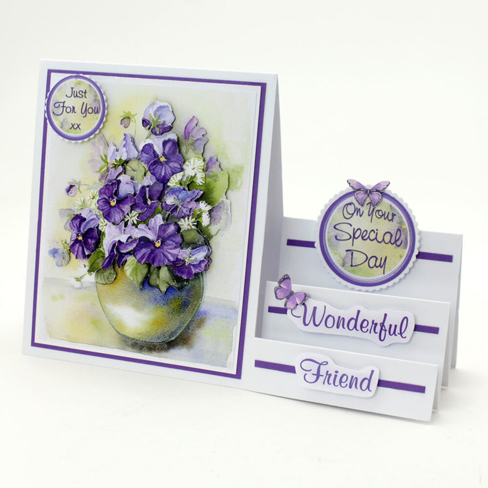 Katy Sue Designs Vases of Pansies 3D Die-Cut Decoupage (3pcs) (11-DCD608)