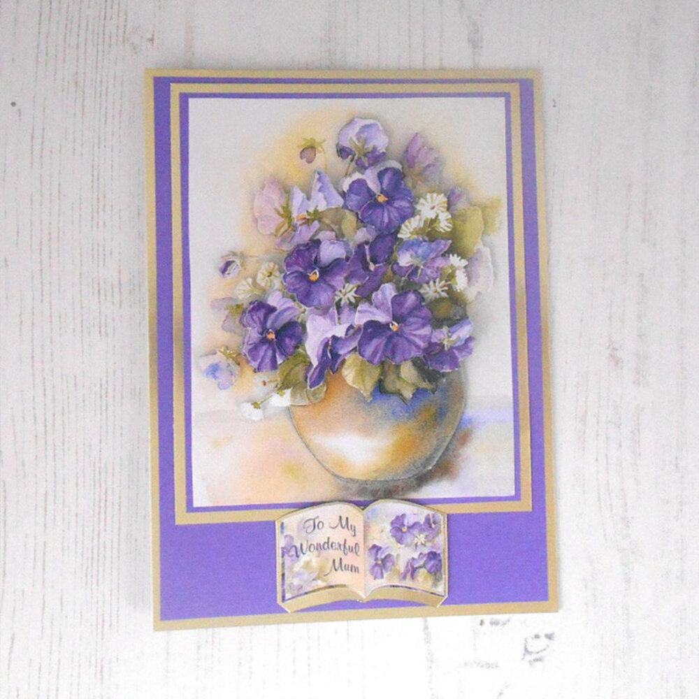 Katy Sue Designs Vases of Pansies 3D Die-Cut Decoupage (3pcs) (11-DCD608)