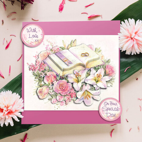Katy Sue Designs Wedding Book & Flowers 3D Die-Cut Decoupage (3pcs) (11-DCD606)