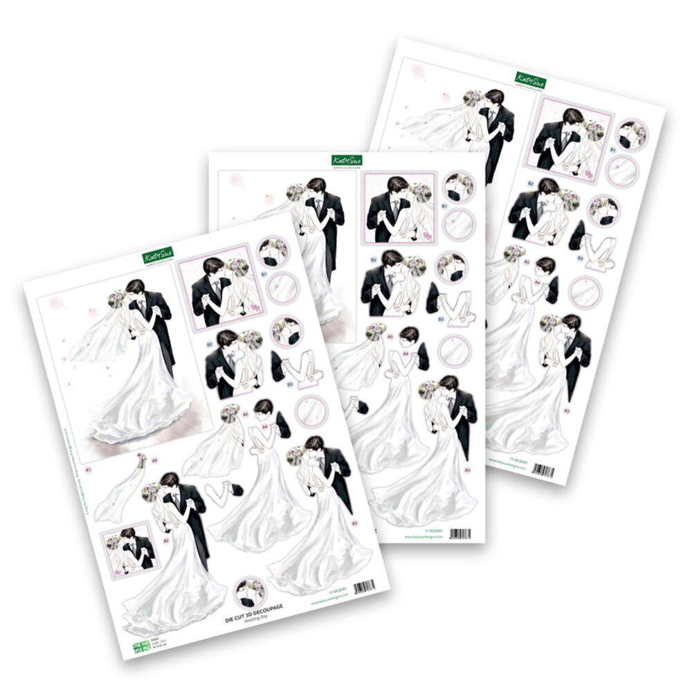 Katy Sue Designs Wedding Day 3D Die-Cut Decoupage (3pcs) (11-DCD591)