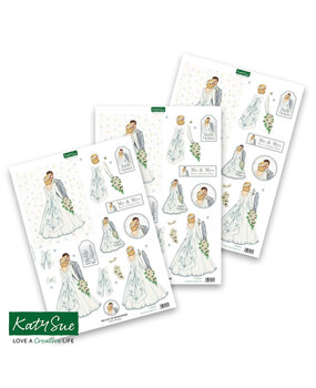 Katy Sue Designs White Wedding 3D Die-Cut Decoupage (3pcs) (11-DCD531)