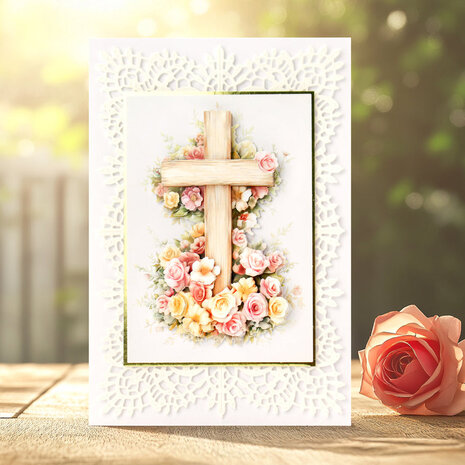 Katy Sue Designs Wooden Cross & Roses 3D Die-Cut Decoupage (3pcs) (11-DCD726)