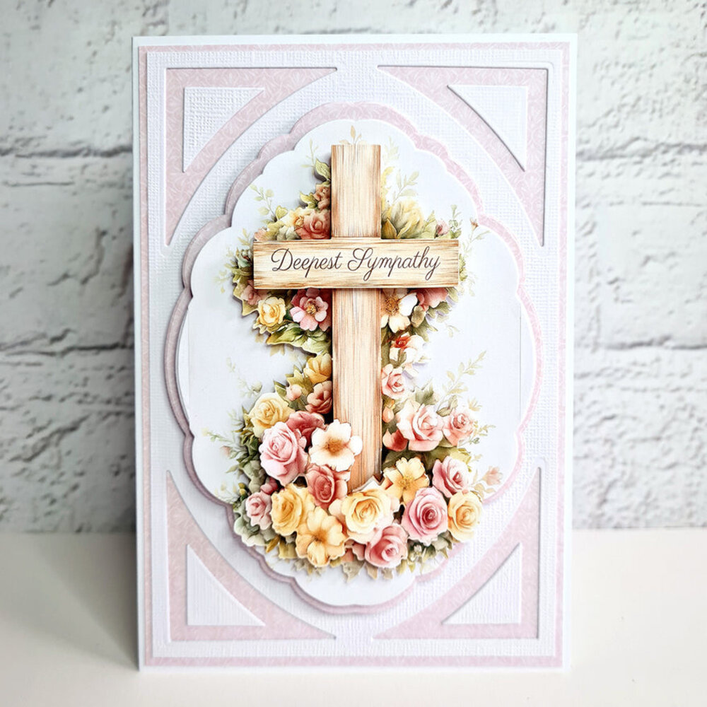 Katy Sue Designs Wooden Cross & Roses 3D Die-Cut Decoupage (3pcs) (11-DCD726)