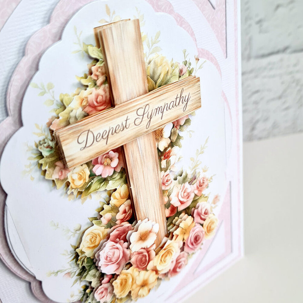 Katy Sue Designs Wooden Cross & Roses 3D Die-Cut Decoupage (3pcs) (11-DCD726)