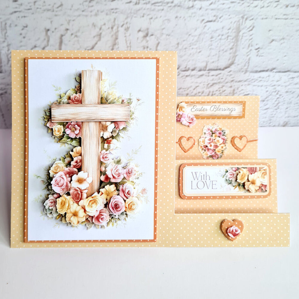 Katy Sue Designs Wooden Cross & Roses 3D Die-Cut Decoupage (3pcs) (11-DCD726)