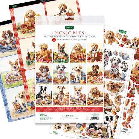 Katy Sue Designs Picnic Pups Die Cut Topper & Decoupage Collection (17-10084PUP)