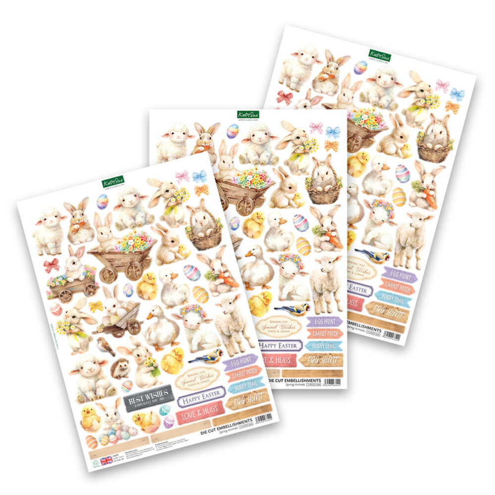 Katy Sue Designs Spring Animals Die Cut Embellishments (3pcs) (12-DCE016SA)