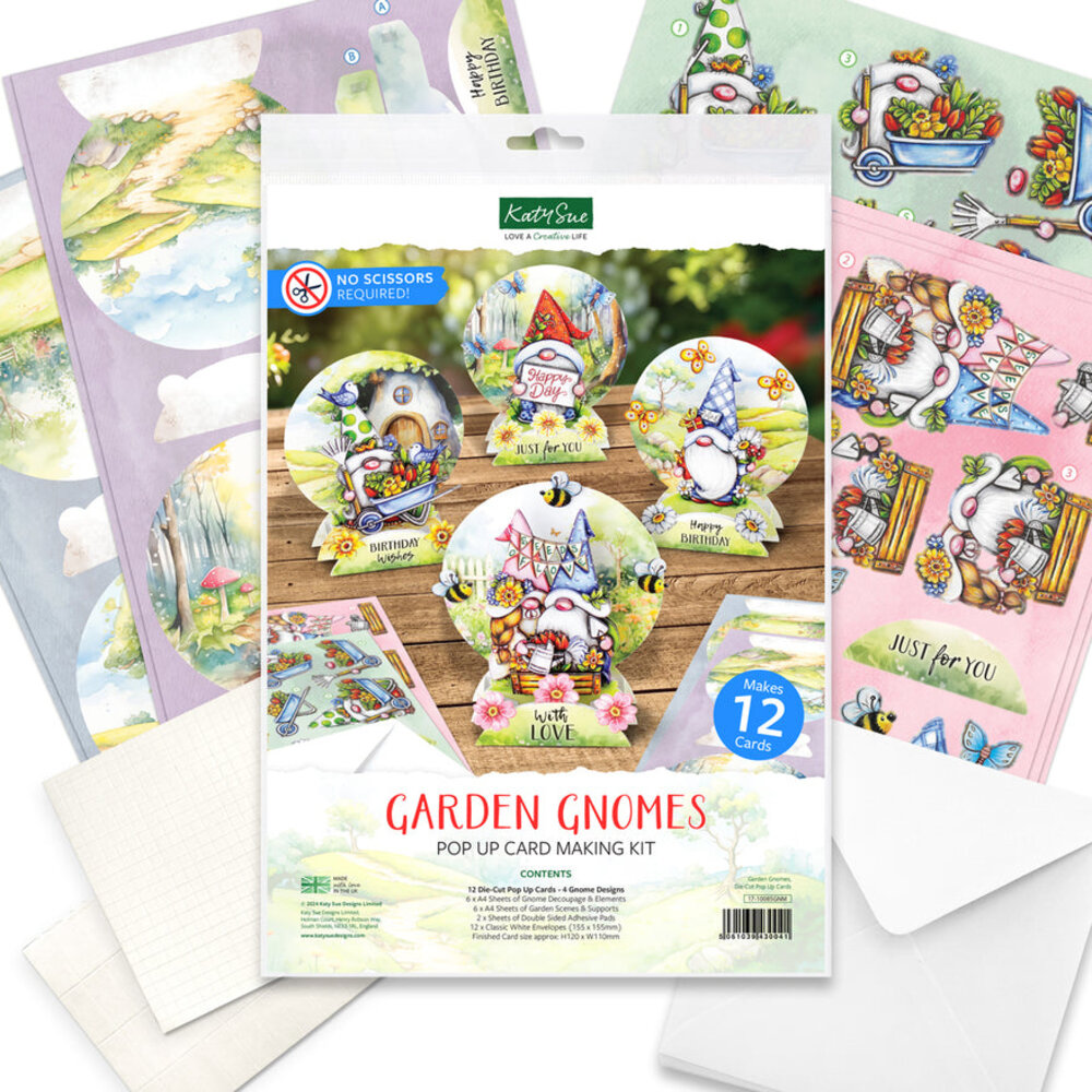 Katy Sue Designs Garden Gnomes Pop Up Card Making Kit (17-10085GNM)