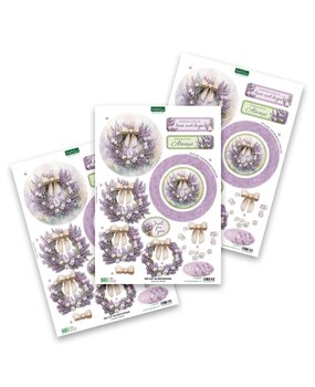 Katy Sue Designs Lavender Wreath 3D Die-Cut Decoupage (3pcs) (11-DCD723)