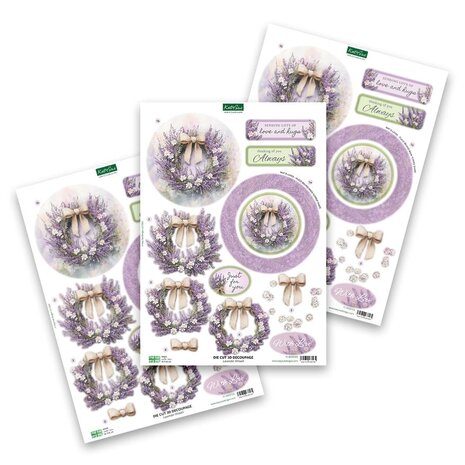 Katy Sue Designs Lavender Wreath 3D Die-Cut Decoupage (3pcs) (11-DCD723)