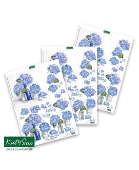 Katy Sue Designs Blue Hydrangeas 3D Die-Cut Decoupage (3pcs) (11-DCD665)