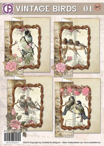 Creatief Art Vintage Birds 01 Card Kit (RE2530-0087) Creatief Art Vintage Birds 01 Card Kit (RE2530-0087)
