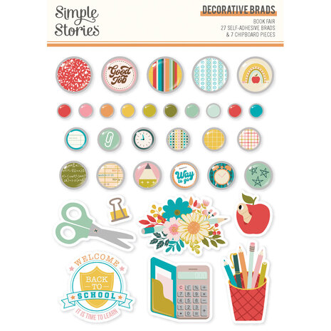 Simple Stories Book Fair Decorative Brads (24623) (OUTLET)