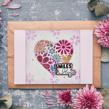 Aladine Stencil 10x15cm Heart Of Flowers (81271) (OUTLET)